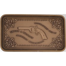 Paperweight S  W Smith Wesson Revolver Gun Pistol Case Vintage Belt Buckle