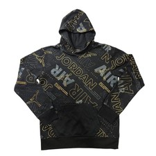 Jordan Boys XL Black Gold Jumpman All Over Print Pullover Hoodie Sweatshirt