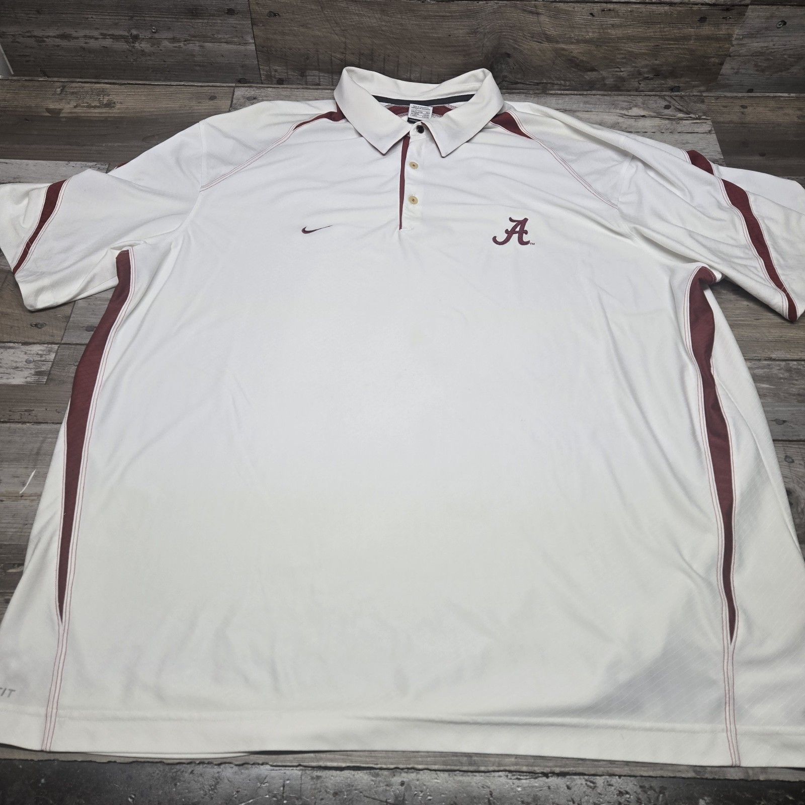Nike Alabama Crimson Tide Polo Mens 3XL Red Striped Dri-Fit Golf Performance
