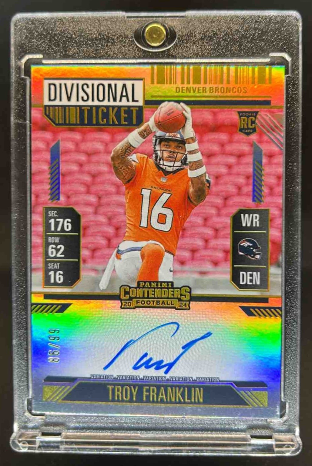 2024 Contenders Troy Franklin Rookie Ticket Variation Auto Divisional VAR #86/99