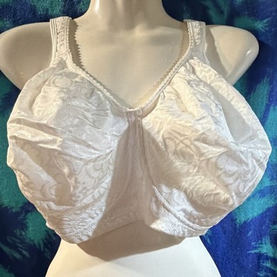 Playtex Bra 4745 42DDD White Jacquard Wireless Full Coverage Adjustable Strap