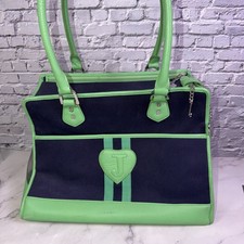RARE Vintage Y2K Juicy Couture Pet Carrier Handbag Green  Navy w/Charms