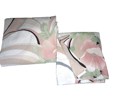 SPRINGMAID ANASTASIA II CORAL PINK FLORAL MID MOD (2p) FULL & FLAT FITTED SHEET