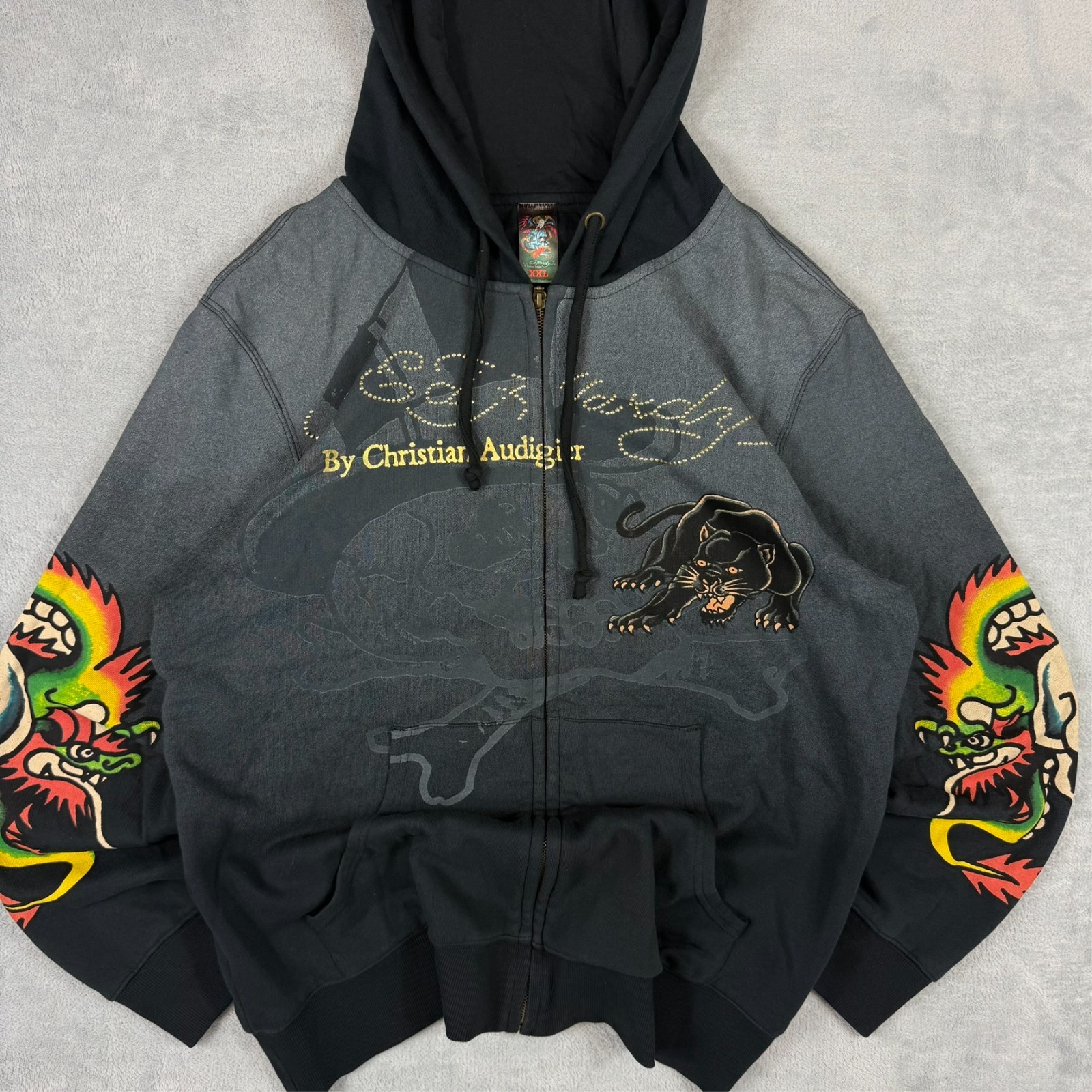 Vintage Ed Hardy 2000s Y2K Christian Audigier Black Panther XXL Full Zip Hoodie image 4