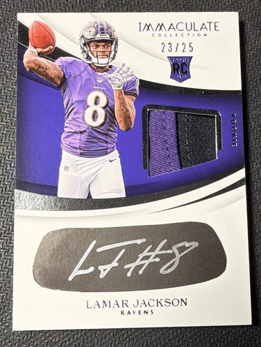 /25 AUTO Rookie Lamar Jackson GAME WORN PATCH 2018 Panini Immaculate Collection