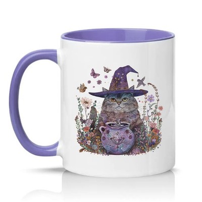 Magische Katze Unisex 11 Unzen Keramiktasse Hexenkatze Fantasy Geschenk für Sie & Ihn