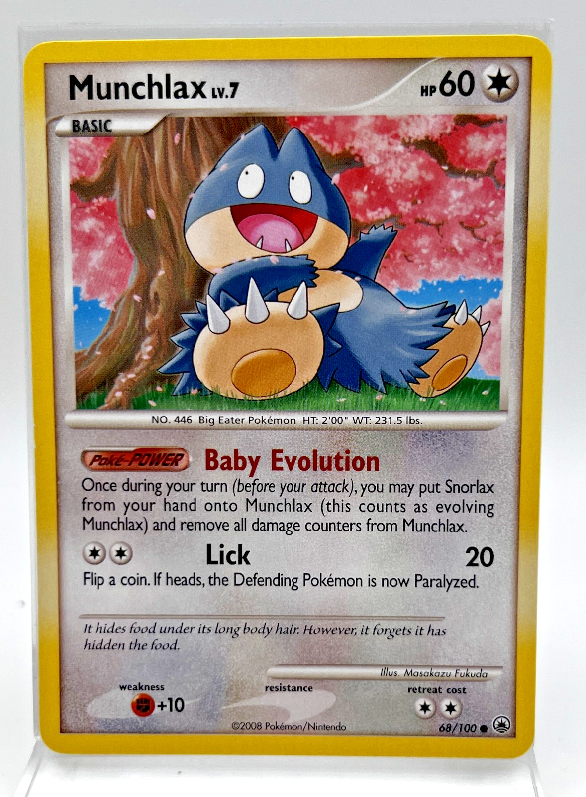 Munchlax 68/100 Pokémon Card 2008 Majestic Dawn LP