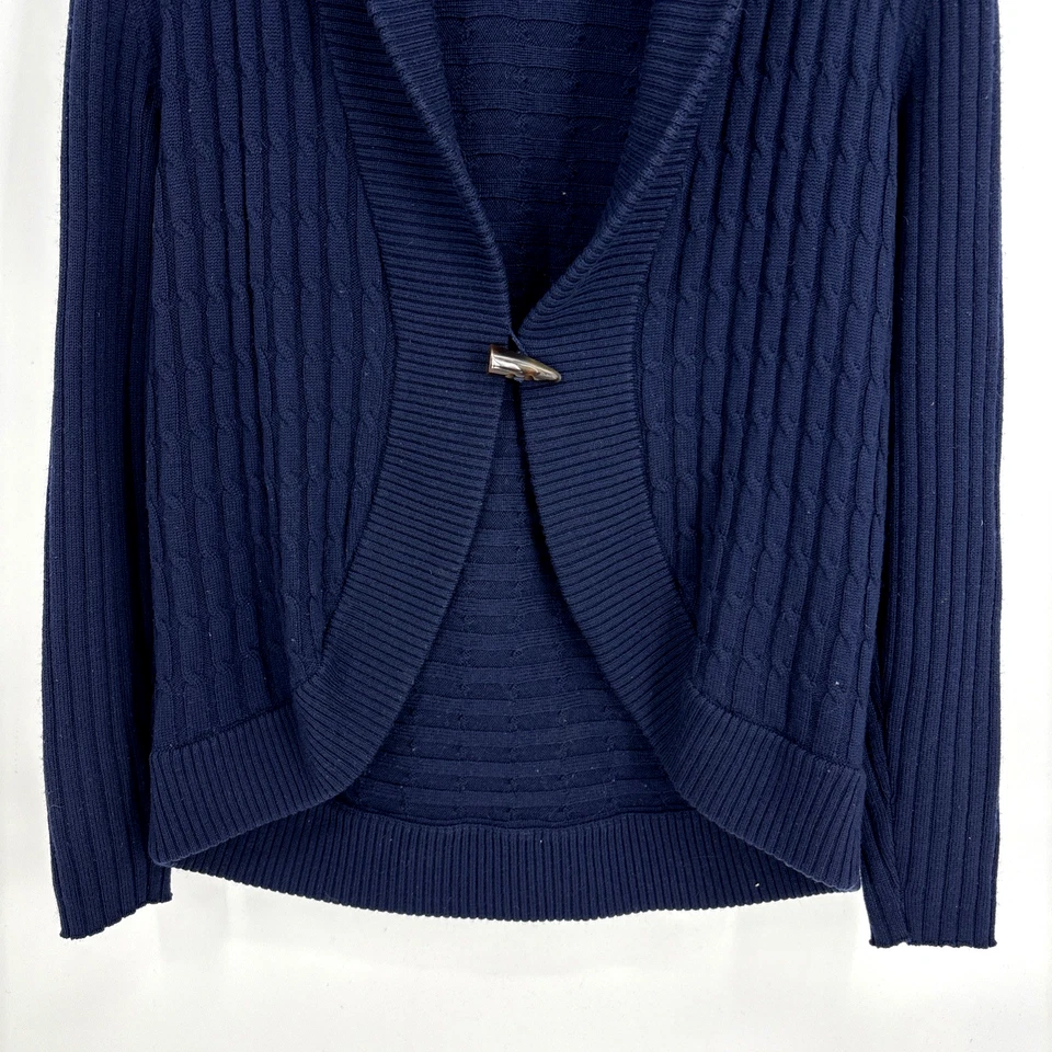 Cárdigan Brooks Brothers para mujer XL tejido con cable suéter de lana azul marino palanca Foto 3 de 4