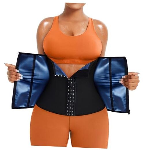 Slimming Waist Trainer for Women - Medium Black-Blue Inner Belt for Lower Belly