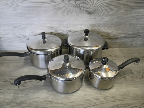 Farberware VTG 16 Piece Cooking Set Alum Clad SS Pots Pans Lids NY USA