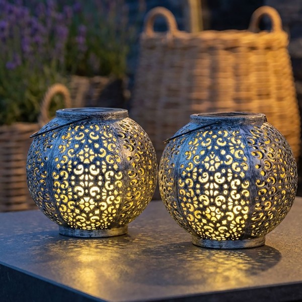 Solarleuchte HäNgelampe AußEn Balkonlampe Tischleuchte Kugel Orientalisch Led 2X-image