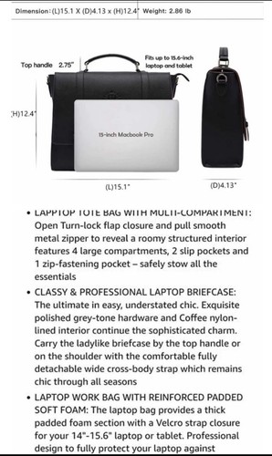Easgave Women’s 15 Inch Laptop Bag - Photo 2/4