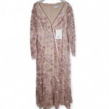 MAC DUGGAL Dress Womens 12 Blush Pink Embellished Long Sleeve Gown 70224RSP