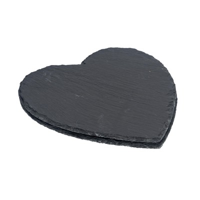2x Herz Slate Platzdeckchen rustikale Esstisch Platz Grau Einstellung 25cm