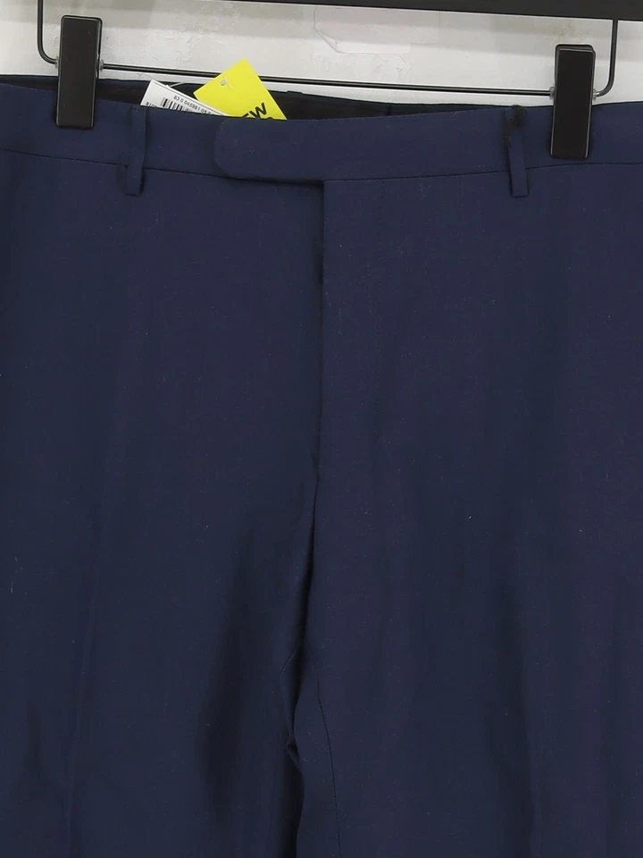Pantalones de traje para hombre Corneliani W 36 en lino azul con lana pantalones de vestir rectos Foto 3 de 4