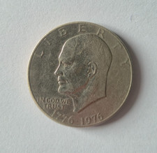 1776-1976  Eisenhower Liberty Bell Moon Silver One Dollar US Bicentennial Coin