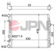 Motorkühler Wasserkühler JPN 60C9057-JPN für VW POLO 4 9A4 9A2 9N2 9A6 FOX 5Z1 1