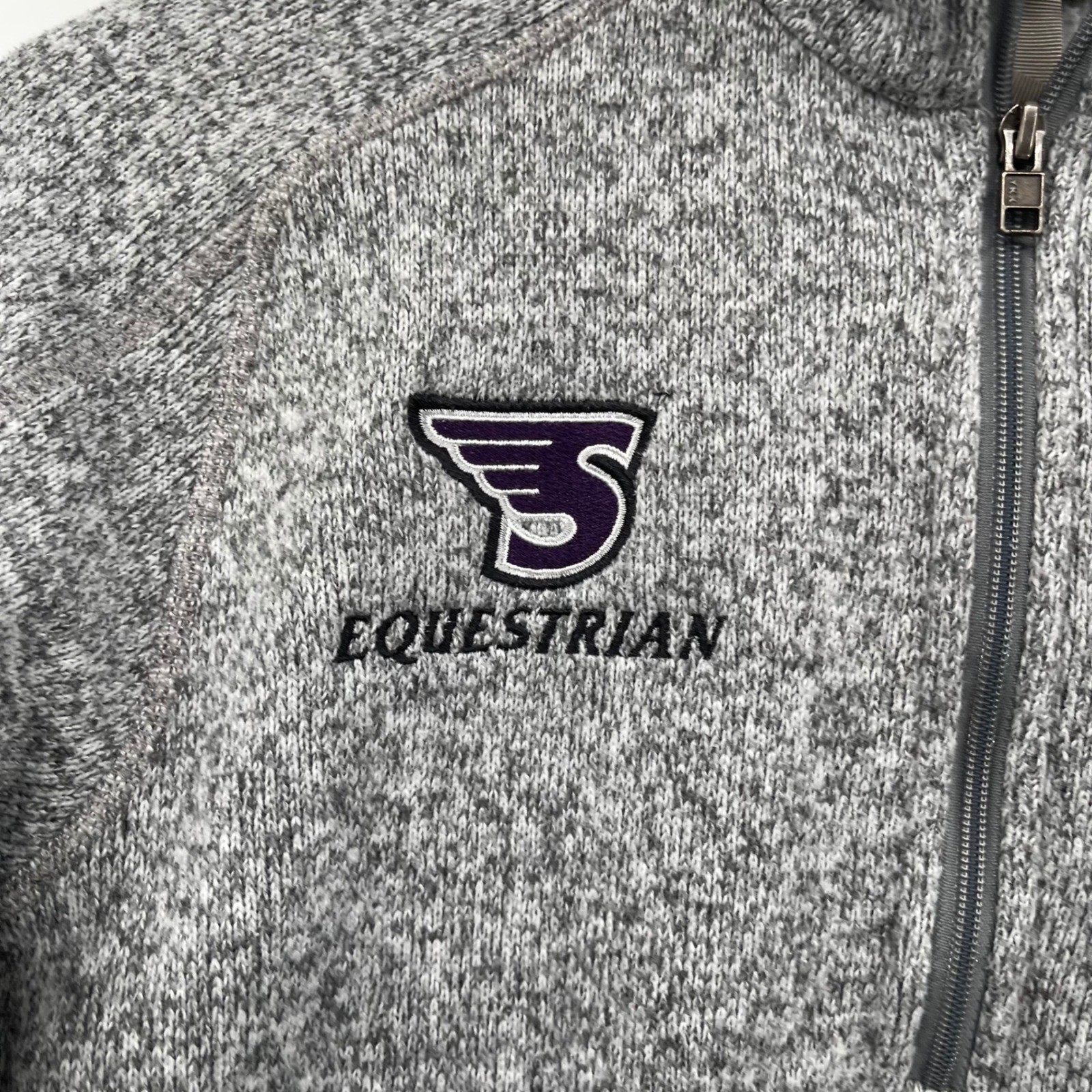 Patagonia Fleece Quarter Zip Pullover Gray Speckled Equestrian Logo Women's M thumbnail 4