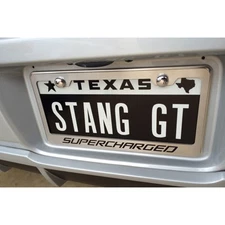 Stainless Plate Frame w/Yellow Carbon Fiber Supercharged Inlay for Chevy Camaro