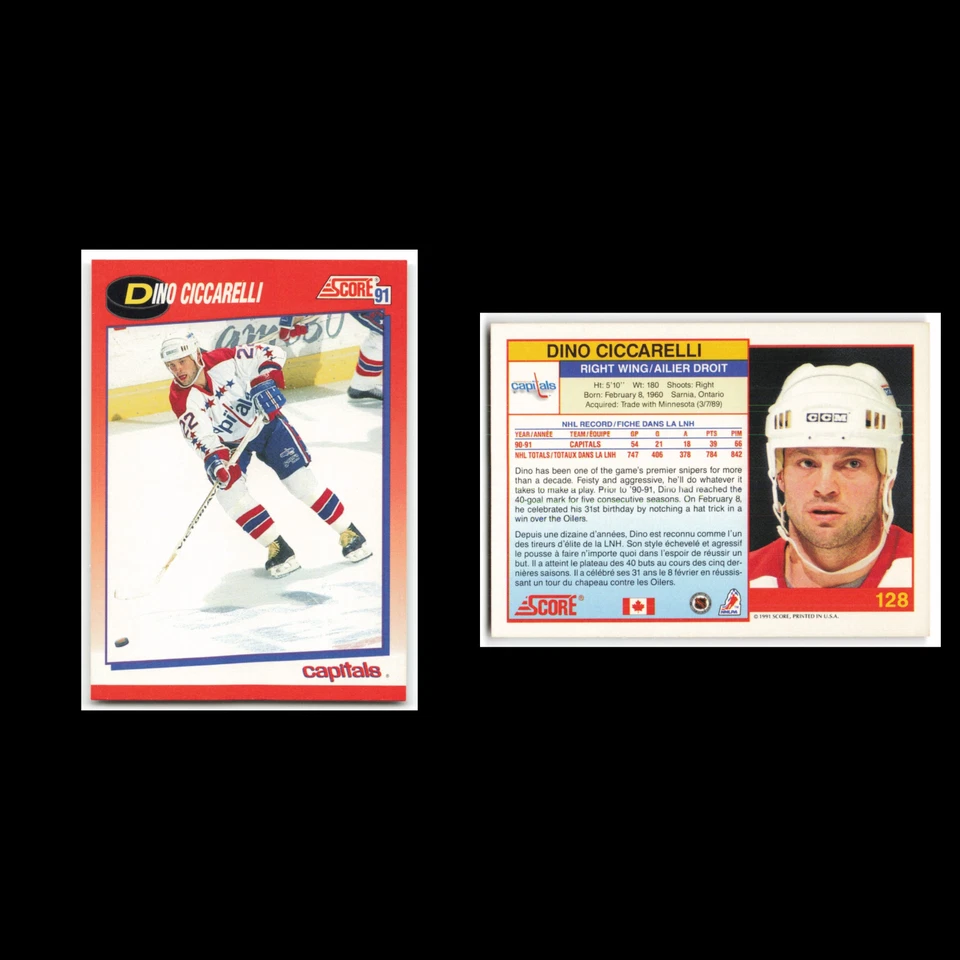 Dino Ciccarelli #128 1991 Score Canadian Washington Capitals Hockey Card NHL NM - Image 3 of 3