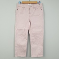 White Stuff Jeans Womens UK 10 Petite Pink Striped Casual Everyday Denim Cropped