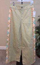 Billabong Free Fall Printed Twill Pants Womens 30 Cactus Green Wide Leg NWT