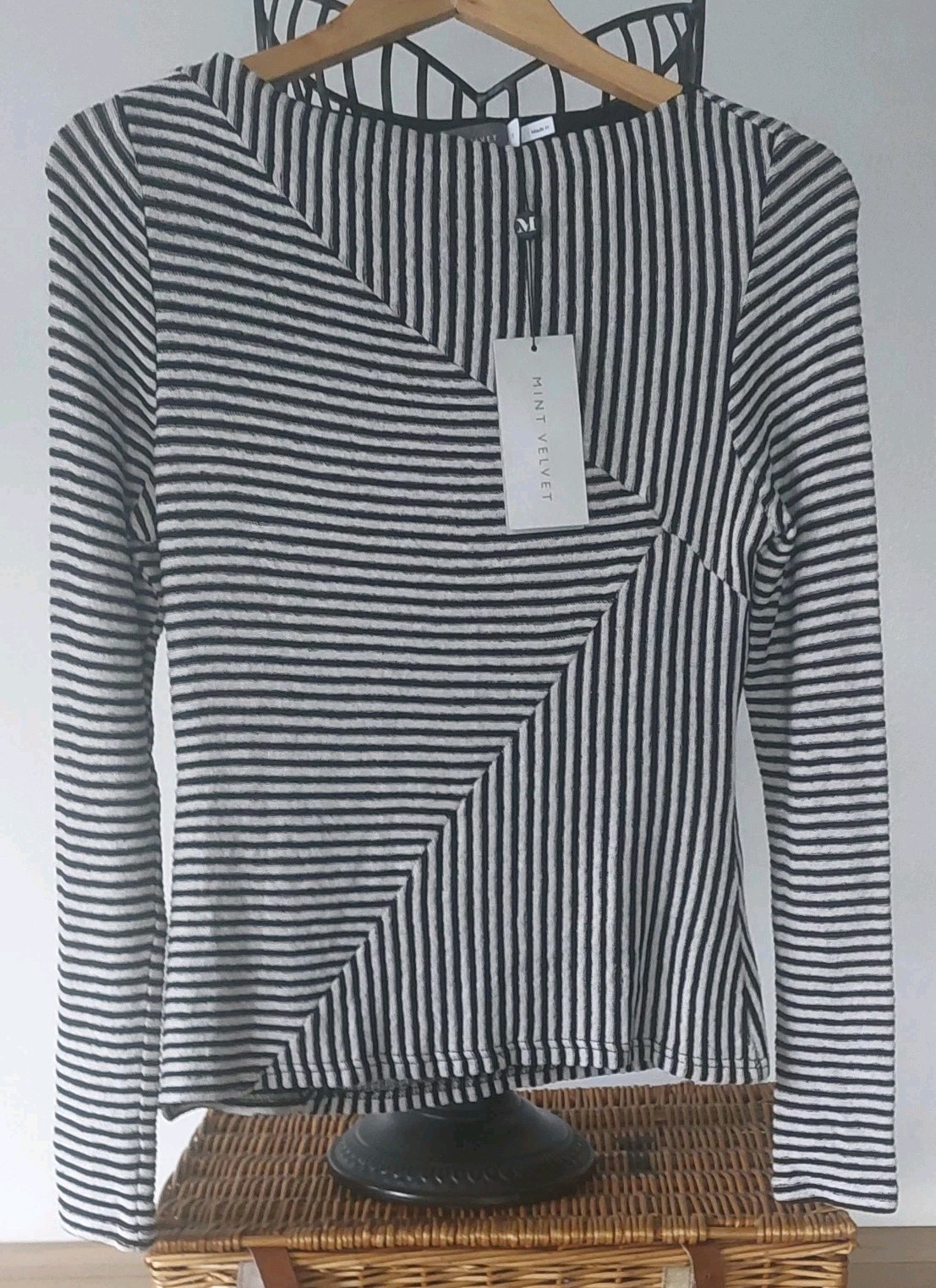Mint Velvet NWT RRp £59 Stripe Knit Top With Sewn In Undervest Size M