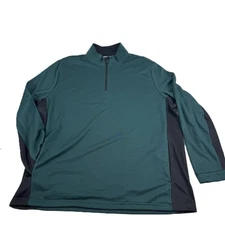 PGA Tour Quarter-Zip Pullover Golf Sweater Dark Green Size 2XL Micro Jacquard