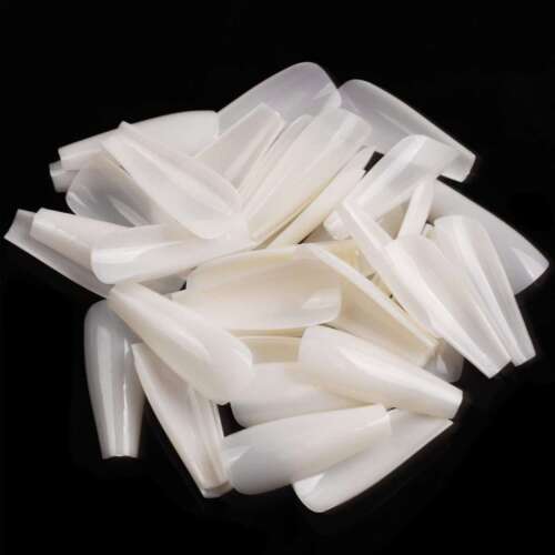 500/1000PCS Transparent French Natural Coffin Fake False Nails Tips Long Square - Picture 8 of 12
