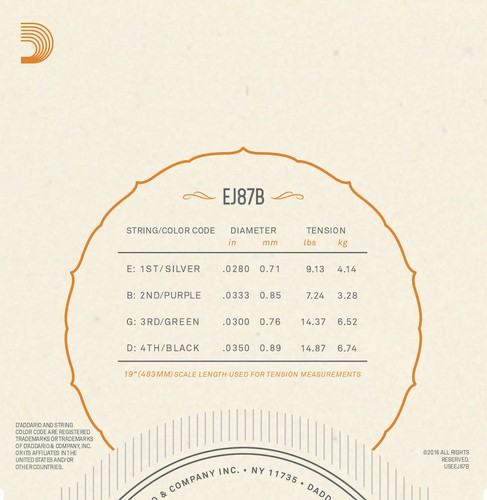 D'Addario EJ87B Titanium Ukulele Strings, Baritone - Picture 3 of 3