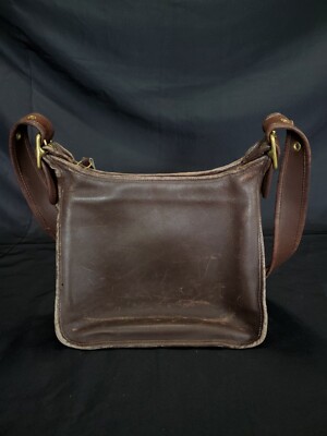Vintage Coach Dark Brown Leather Shoulder Bag, Brass