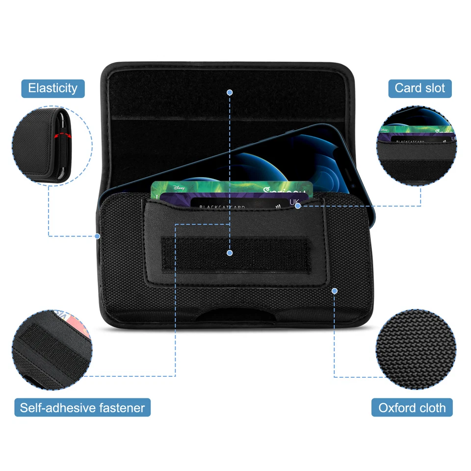 Oxford Cell Phone Waist Belt Clip Holster Loop Bag Pouch Card Holder Case​ Cover - Image 3 of 4