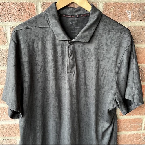 Nike Tiger Woods Collection Digital Camo Print Gray Men's Polo Shirt Size Large - Picture 3 of 6