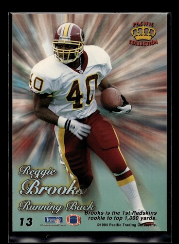 1994 Pacific Crown Collection PRISM #13 Reggie Brooks (EX) (FTB) - Foto 2 di 2