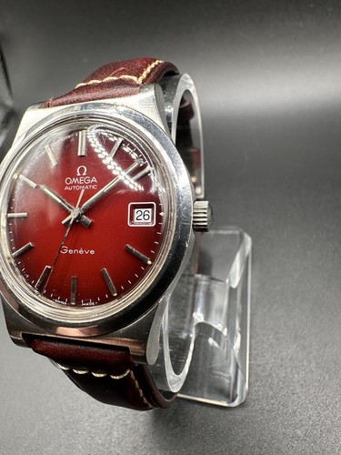 1972 Omega Geneve Automatic Stainless 36mm Watch w/ Original Fume Red Dial- EXC+ - Picture 3 of 21