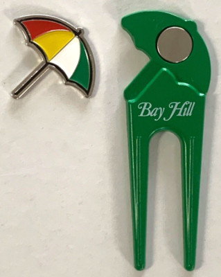 ARNOLD PALMER  BAY HILL  UMBRELLA  MAGNETIC GOLF BALL MARKER & DIVOT TOOL    C20