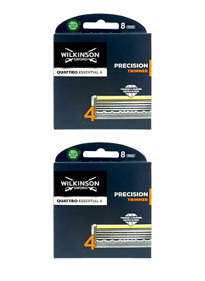 2 Packungen x 8 Wilkinson Sword Quattro Titanium Präzisionstrimmer Rasierklingen