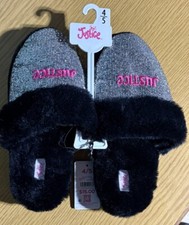 Justice Girls Size 6 Slip on Slippers Sliver Pink NWT