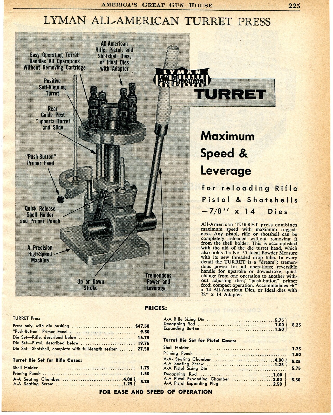 1958 Print Ad of Lyman All American Turret Reloading Press | eBay