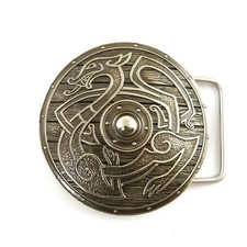 German silver belt buckle Viking Shield, warrior buckle, Scandinavian buckle