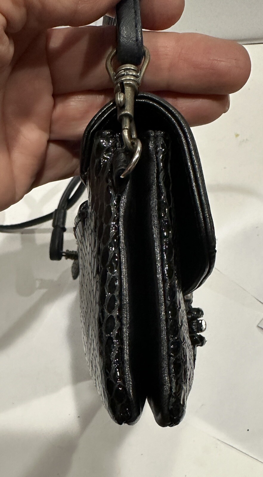 BRIGHTON Python Black Patent Snake Skin Wallet Cl… - image 6