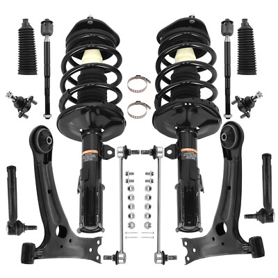 2 Front Struts+ 12 Control Arms Sway Bar Suspension For Toyota Corolla 2003-2008