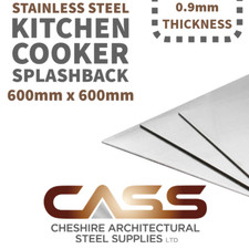 BRUSHED STAINLESS STEEL KITCHEN COOKER SPLASHBACK - 0.9mm x 600mm x 600mm
