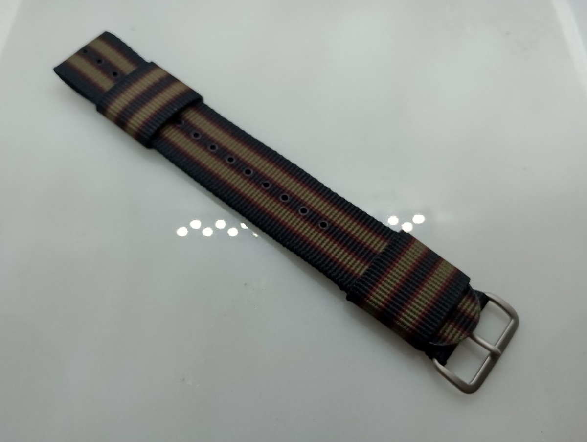 New Geckota 22mm Black Green Red Vintage Bond Nylon Military Watch Strap  K333