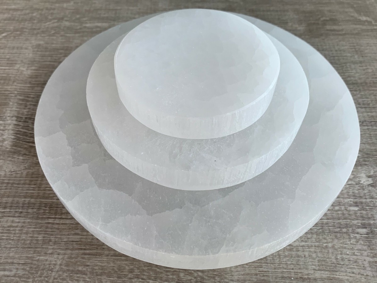 Polished Selenite Charging Plate | Round Circle Crystal For Cleansing
