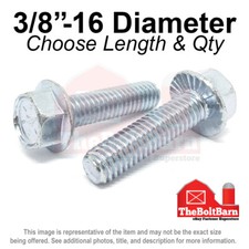 3/8"-16 Grade 8 Serrated Hex Flange Screws Frame Bolts Zinc (Pick Length & Qty)
