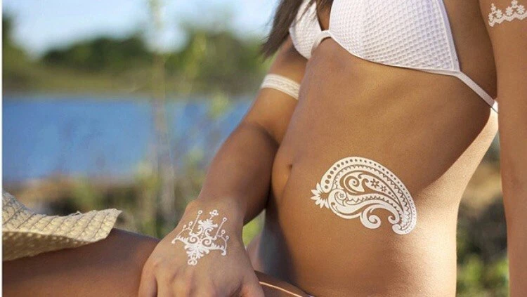 Tattoo Einmal Flash Klebe Weiß Braut Hochzeit Fuß Kette Henna Taufe Party J1W - Bild 2 von 4