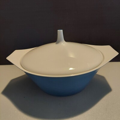 Rare Rosenthal Germany Wannsee Blue& White Covered Serving Casserole-Retro Style
