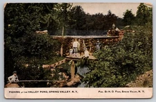 Fishing at the Valley Pond Spring Valley New York c1910 Postcard