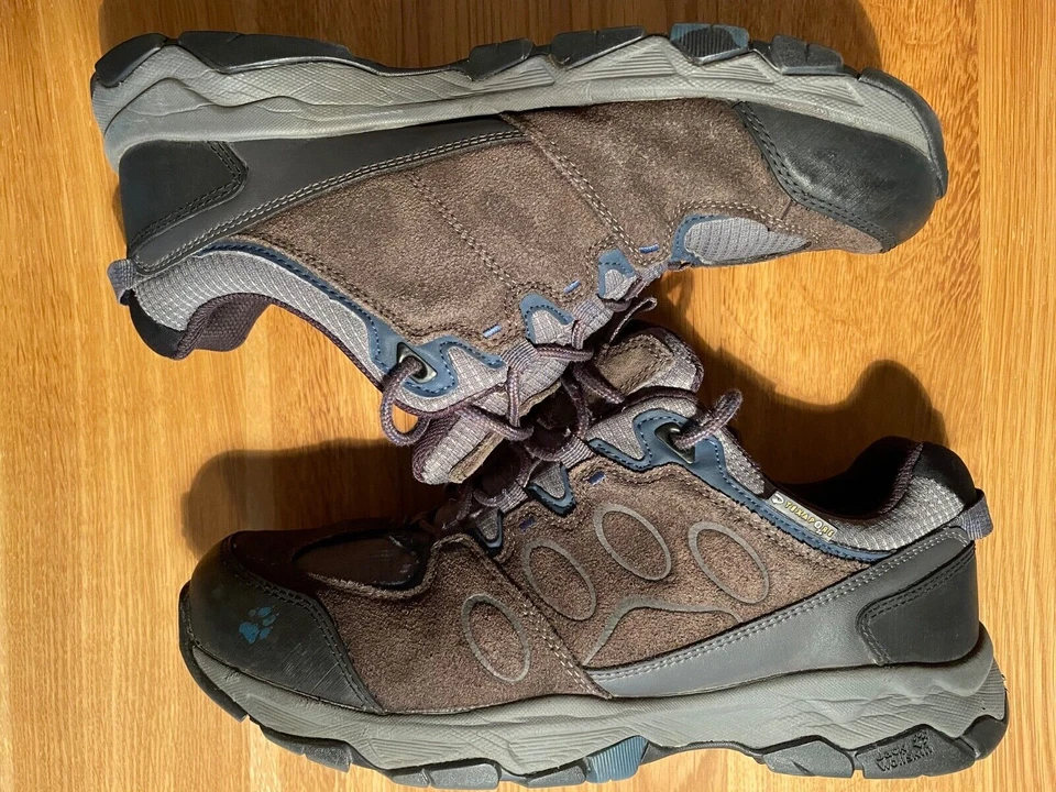 Jack Wolfskin Trekkingschuhe 42,5 blau m. schwarzgrau und braunoliv Leder Textil